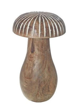 ITEM DDL1038S - 4" X 7" MANGO WOODEN MUSHROOM W/WITH WASHED LINED TOP