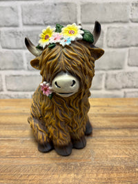 ITEM FC2049 - 6"X 4.5" X 7.75" POLYRESIN FIGURINE (YAK WITH FLOWER CROWN)