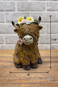 ITEM FC2049 - 6"X 4.5" X 7.75" POLYRESIN FIGURINE (YAK WITH FLOWER CROWN)