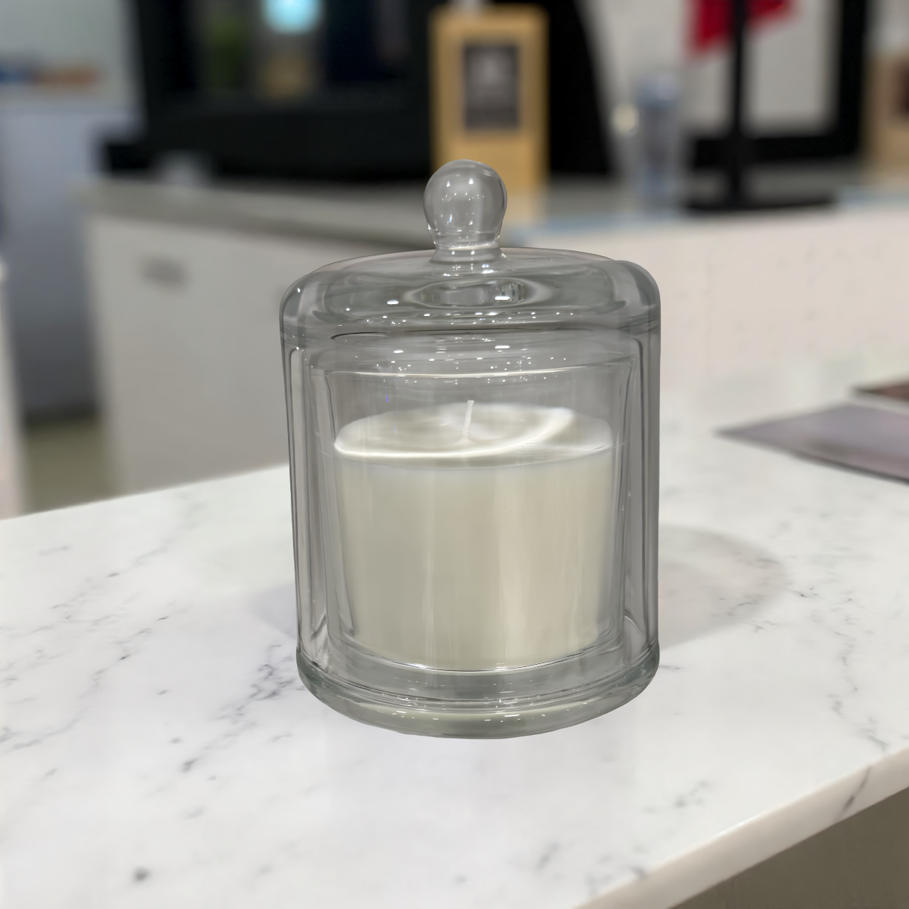 ITEM FG4043TG - 8 OZ THAI GARDENIA GLASS  CANDLE WITH BELL COVER - 4.25" X 5.5"