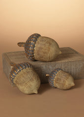 ITEM G2650770  - 6.8"H RESIN HARVEST ACORNS - SET OF 3