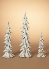 ITEM G2657350  - WHITE RESIN HOLIDAY CHRISTMAS TREES - SET OF 3