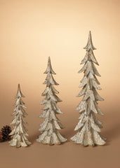 ITEM G2657370  - CHAMPAGNE RESIN HOLIDAY CHRISTMAS TREES - SET OF 3