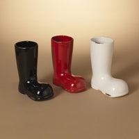 ITEM G2657400 - 9"H CERAMIC HOLIDAY SANTA BOOT -  3 ASSORTED