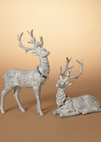 ITEM G2658410  - 11"H STANDING & 7.6"H SITTING RESIN HOLIDAY DEER FIGURINES
