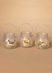 ITEM G2693910 - 3.5"H FROSTED HOLIDAY CHICKADEE CANDLEHOLDER - SET OF 3