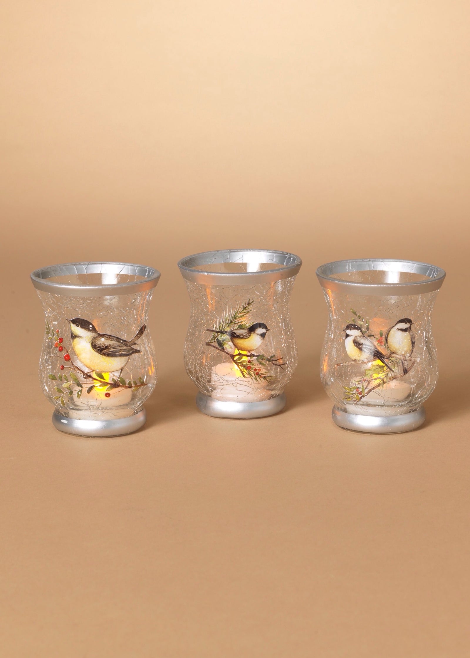 ITEM G2693950 - 3.5"H FROSTED GLASS HOLIDAY HURRICANE CANDLEHOLDER