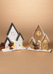ITEM G2694910 - 10"H B/O LIGHTED WOOD HOUSE W/ PINE & BERRY ACCENT