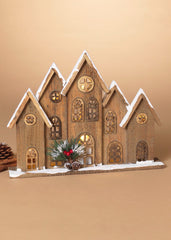 ITEM G2694930 - 15.6"L B/O LIGHTED WOOD HOUSE W/ PINE & BERRY ACCENT