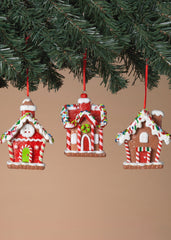 ITEM G2731160 - 4"H CLAY DOUGH HOLIDAY GINGERBREAD HOUSE ORNAMENT