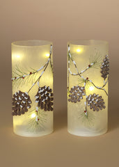 ITEM G2732750  - 8"H B/O LIGHTED GLASS HOLIDAY PINECONE DESIGN LUMINARY