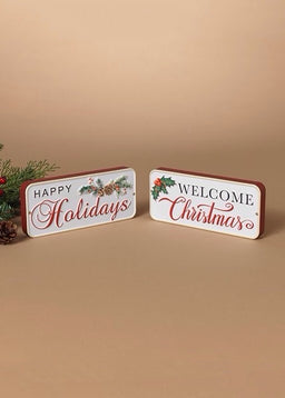 ITEM G2735430 - 8"L WOOD & METAL HOLIDAY DESIGN BLOCK