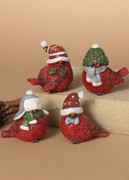 ITEM G2737420 - 3.75" RESIN CARDINAL WITH HAT COVERING EYES
