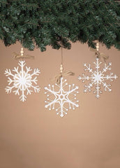 ITEM G2741840 - 7.87"D WOOD HOLIDAY SNOWFLAKE ORNAMENT