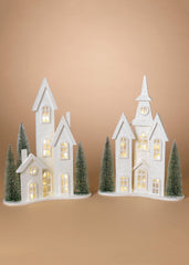 ITEM G2743110 - 20.75"H B/O LIGHTED WOOD HOLIDAY HOUSE W/ TREES