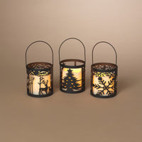 ITEM G2791760 - 4"H BATTERY OPERATED METAL CHRISTMAS LANTERN WITH LED CANDLE & TIMER - 3 ASSORTED