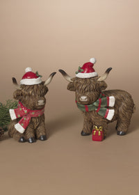 ITEM G2794920  - 7.5"H RESIN HOLIDAY HIGHLAND COW