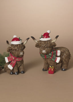 ITEM G2794920  - 7.5"H RESIN HOLIDAY HIGHLAND COW