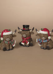 ITEM G2795060  - 4.5"H RESIN HOLIDAY HIGHLAND COW