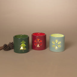 ITEM G2803060 - 3.5"H B/O CERAMIC CHRISTMAS LUMINARY LIGHT - 3 ASSORTED
