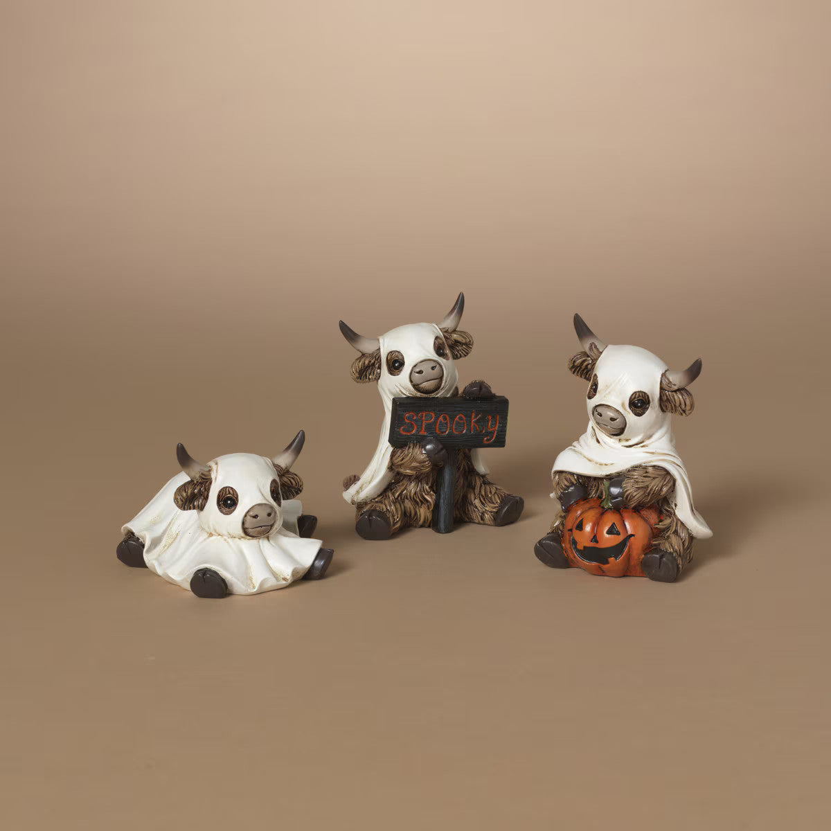 ITEM G2851270 - 4.5"H RESIN HALLOWEEN HIGHLAND COW - 3 ASSORTED