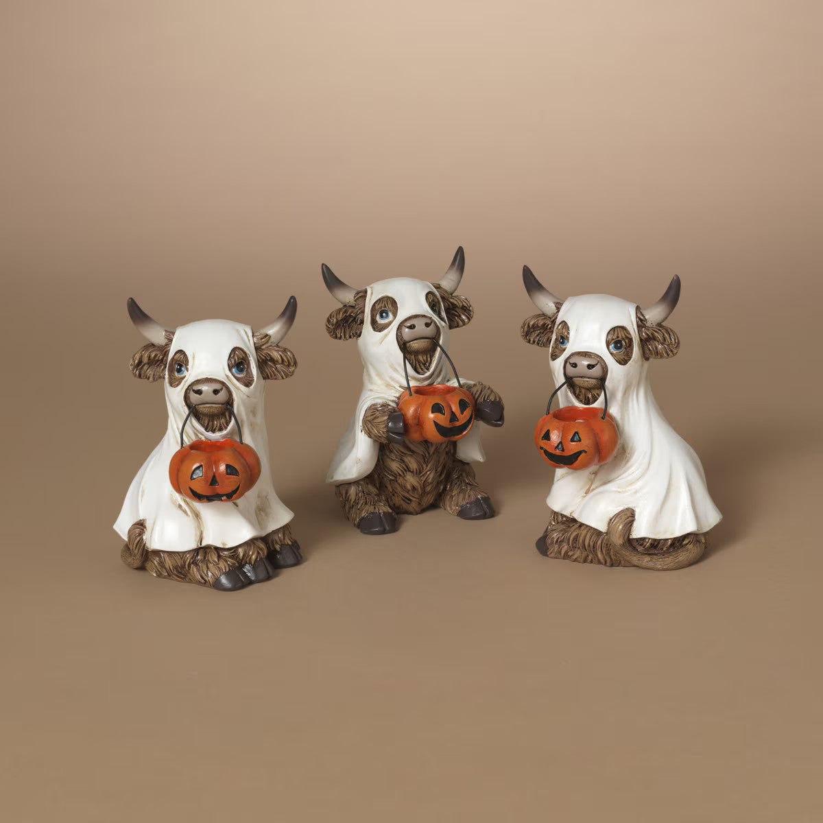 ITEM G2851290 - 5.5"H RESIN HALLOWEEN HIGHLAND COW - 3 ASSORTED