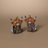 ITEM G2851310 - 4.5"H RESIN HALLOWEEN HIGHLAND COW - 2 ASSORTED