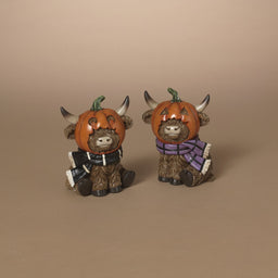 ITEM G2851310 - 4.5"H RESIN HALLOWEEN HIGHLAND COW - 2 ASSORTED