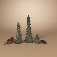 ITEM G2857170 - SETS OF 3 WOOD HOLIDAY TREES W/ GLITTER, LG IS 12"H