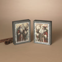 ITEM G2858390 - 8"H METAL HOLIDAY SANTA DESIGN BLOCK - 2 ASSORTED