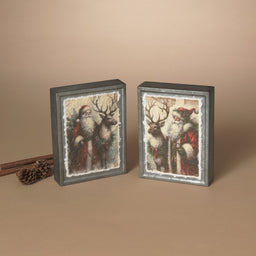 ITEM G2858390 - 8"H METAL HOLIDAY SANTA DESIGN BLOCK - 2 ASSORTED