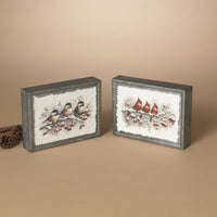 ITEM G2858470 - 8"L METAL HOLIDAY BIRDS DESIGN BLOCK - 2 ASSORTED