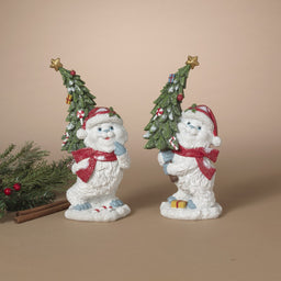 ITEM G2872920 - 9.25"H RESIN HOLIDAY YETI W/ TREE - 2 ASSORTED