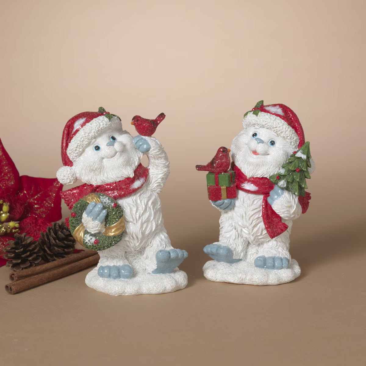 ITEM G2872970 - 6"H RESIN HOLIDAY YETI FIGURINE - 2 ASSORTED
