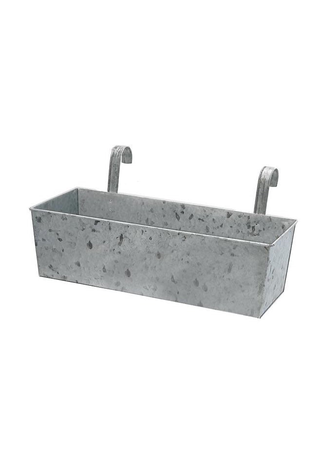 ITEM GB2033L - 19.75"X8"X6" GALVANIZED METAL RECT. PLANTER WITH HOOKS