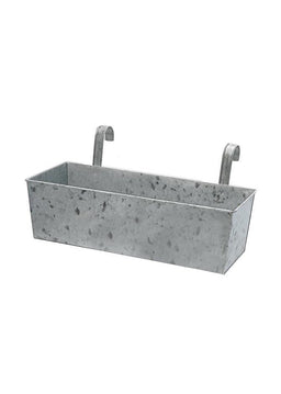 ITEM GB2033L - 19.75"X8"X6" GALVANIZED METAL RECT. PLANTER WITH HOOKS