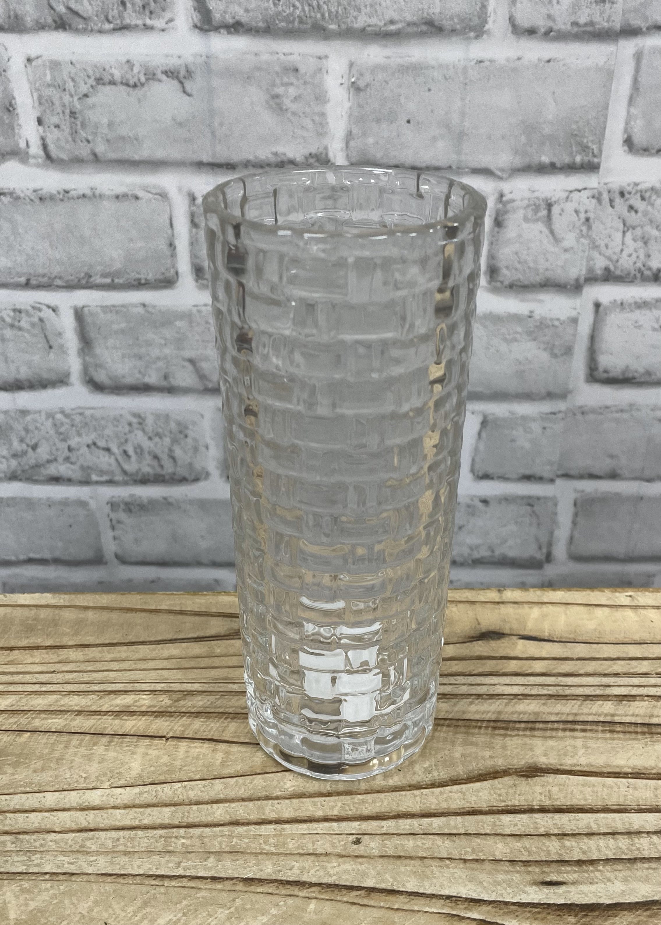 ITEM GC5043 - 7.75" X 3"D RATTAN DESIGN FAUX CRYSTAL VASE