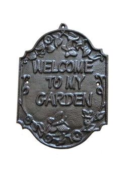 ITEM KOP 12182 - 7.5"X10.5" WROUGHT IRON "WELCOME TO MY GARDEN" PLAQUE