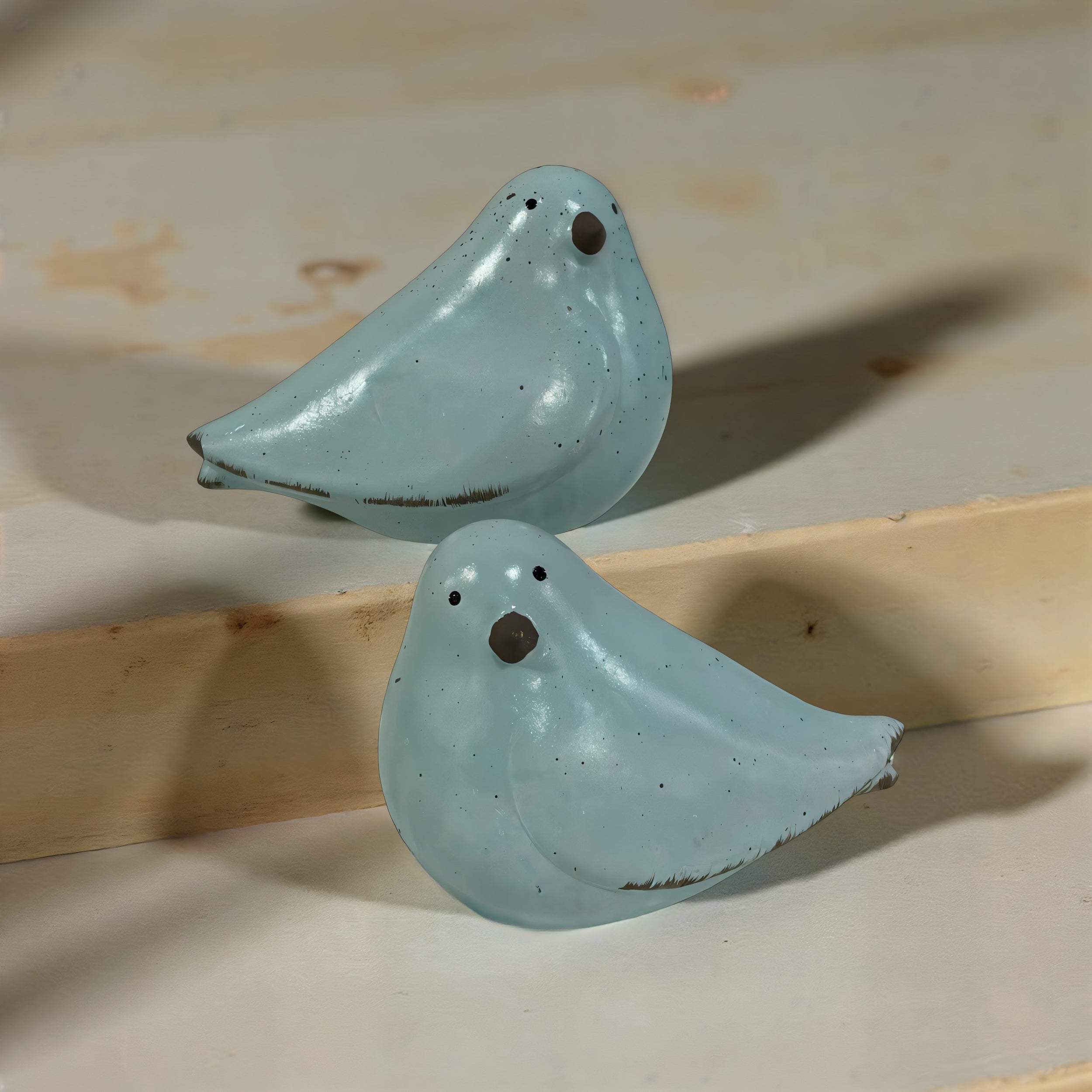 ITEM KOP 12490 - 6.5"X3.75"X4.5" BULE CERAMIC BIRDS - 2 ASSORTED