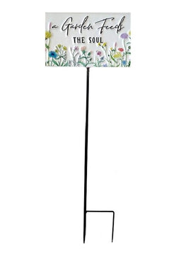 ITEM KOP 13689 - 8"X23.5" METAL "A GARDEN FEEDS THE SOUL" STAKE