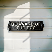 ITEM KOP 14152 - 8.75" X 2.25" CAST IRON BEWARE OF DOG SIGN