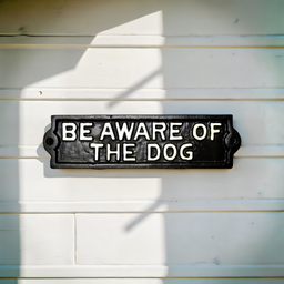 ITEM KOP 14152 - 8.75" X 2.25" CAST IRON BEWARE OF DOG SIGN