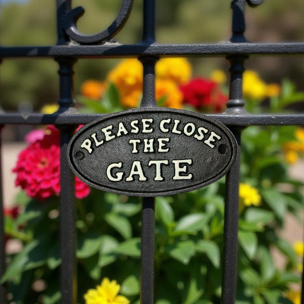 ITEM KOP 14155 - 7" X 3.5" CAST IRON CLOSE GATE SIGN