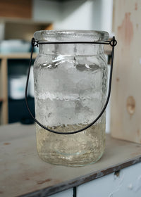 ITEM KOP 23058 - 3.75" X 8.5" GLASS JAR WITH HANDLE