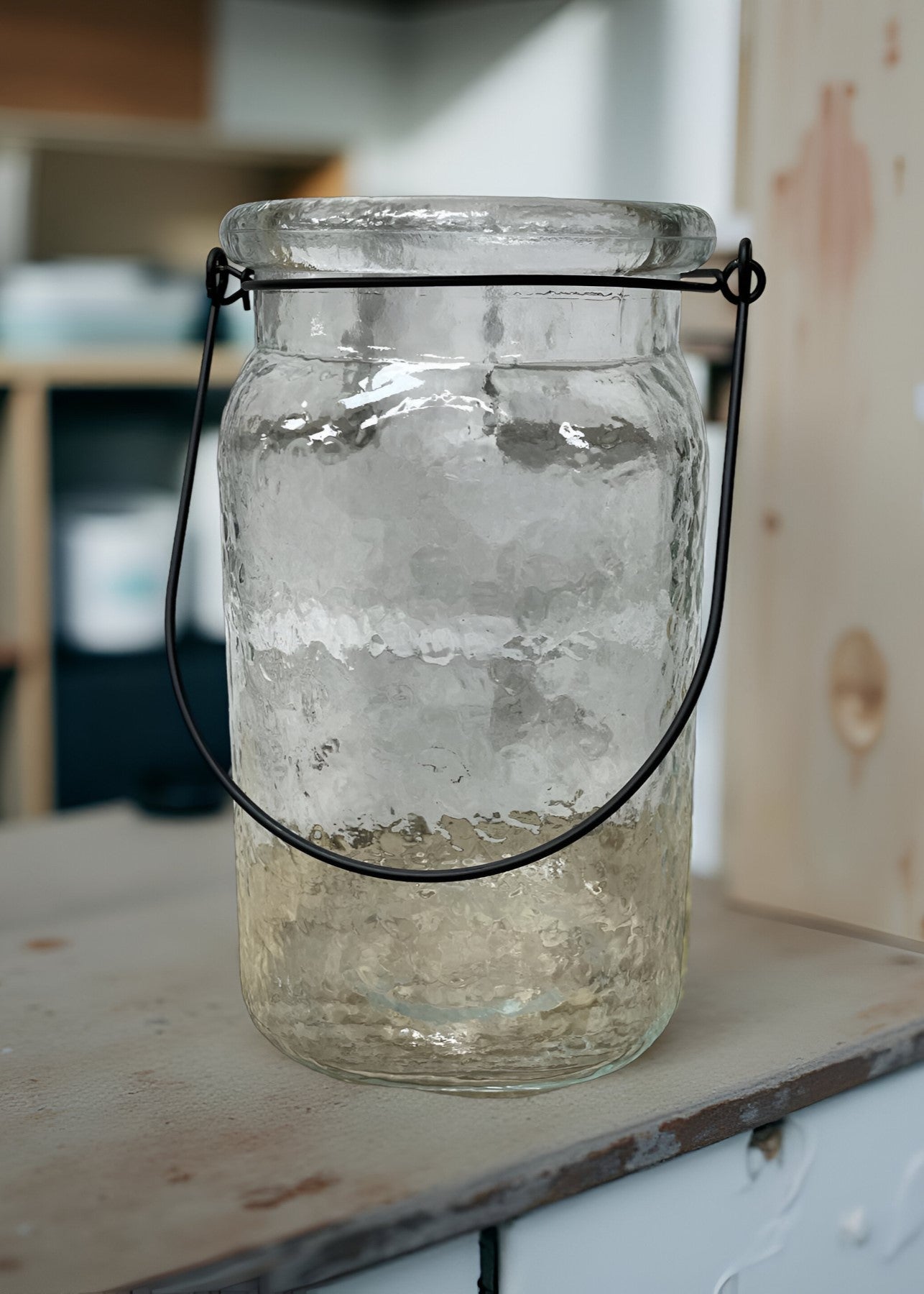 ITEM KOP 23058 - 3.75" X 8.5" GLASS JAR WITH HANDLE
