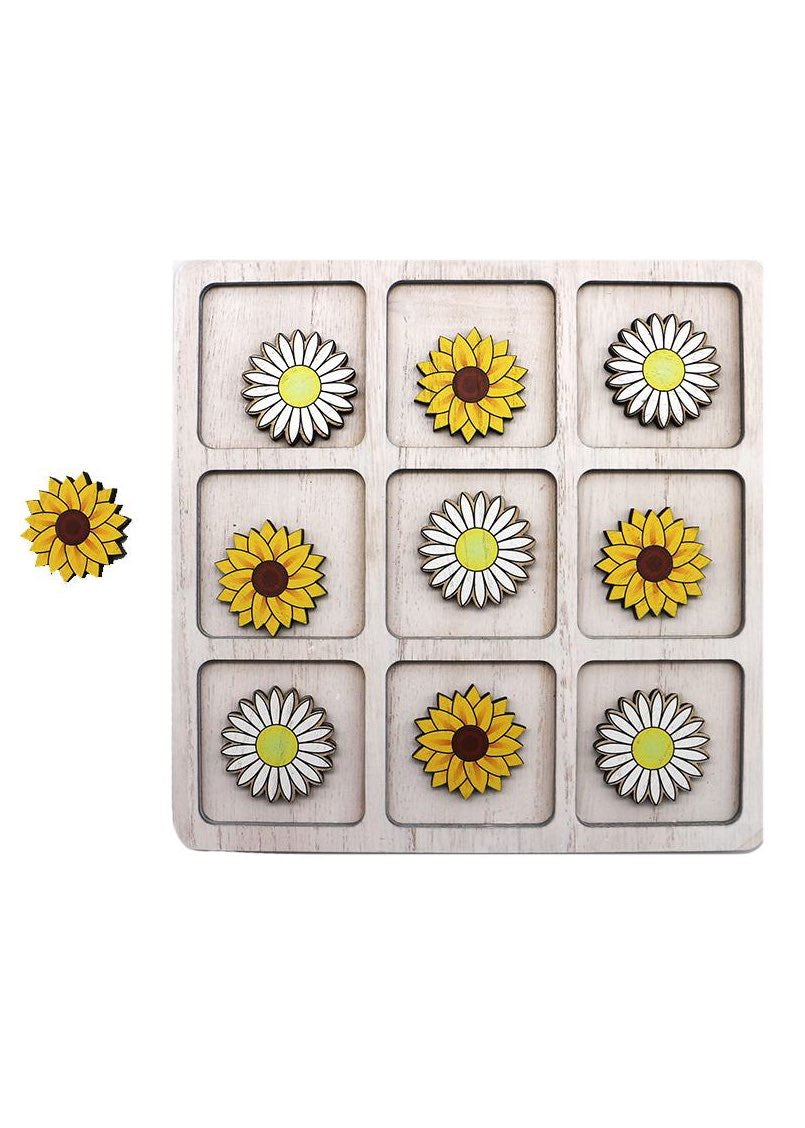 ITEM KOP 24749 - 9" WOODEN FLOWER TIC TAC TOE SET