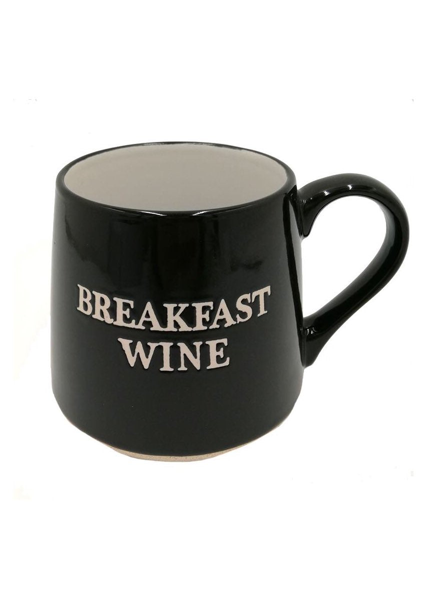 ITEM KOP 25130 - 3.75inX4in "BREAKFAST WINE" FAT BOTTOM MUG