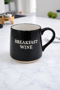 ITEM KOP 25130 - 3.75inX4in "BREAKFAST WINE" FAT BOTTOM MUG
