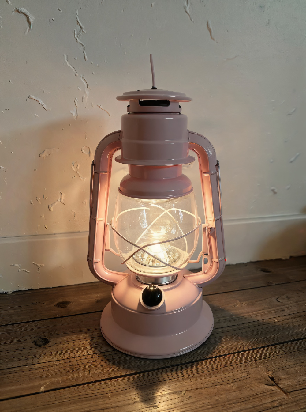 ITEM KOP 26992 - 9.75" LIGHT PINK  LED METAL LANTERN