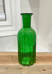 ITEM KOP 31549 - 7.5" GREEN GLASS PLEATED BUD VASE